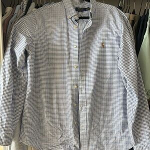 Ralph Lauren Men’s Dress Shirt, Blue and White Pattern, XL, Classic Fit